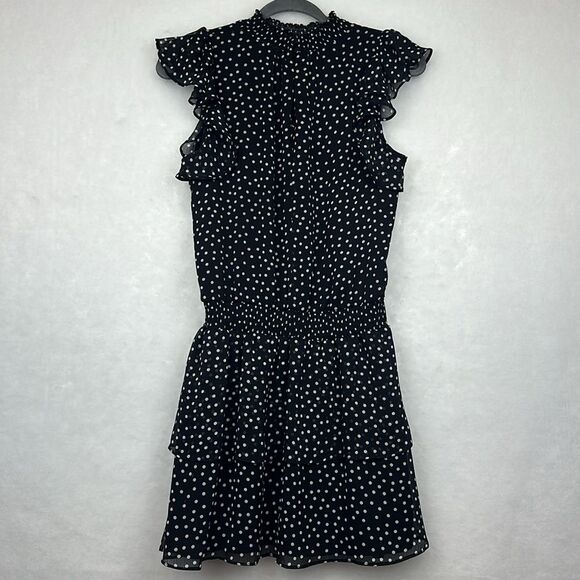 Express Women's Polka Dot Smocked-Waist Flutter-Sleeve Midi Dress Sz Small - Picture 11 of 12